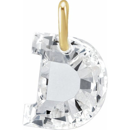 14K Yellow Gold 1 CT Lab-Grown Diamond Initial Dangle