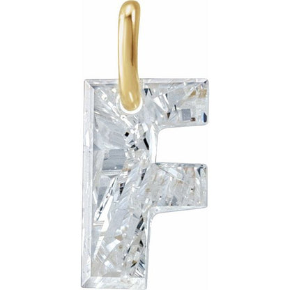 14K Yellow Gold 5/8 CT Lab-Grown Diamond Initial Dangle