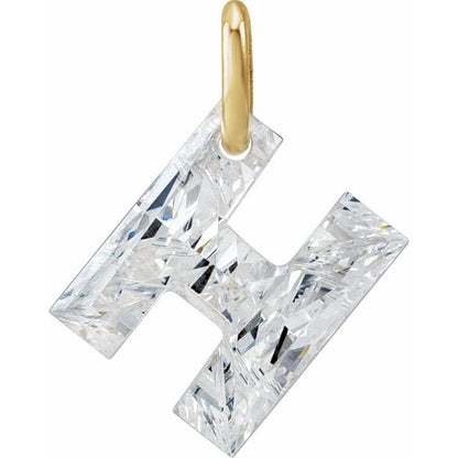 14K Yellow Gold 7/8 CT Lab-Grown Diamond Initial Dangle