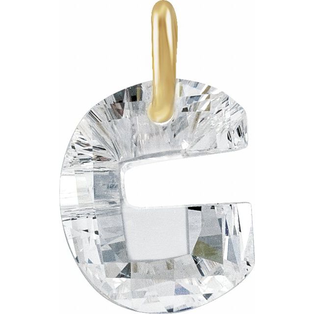 14K Yellow Gold 9/10 CT Lab-Grown Diamond Initial Dangle