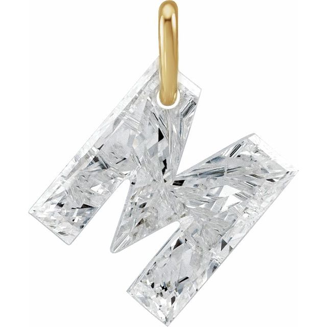 14K Yellow Gold 1 1/6 CT Lab-Grown Diamond Initial M Dangle