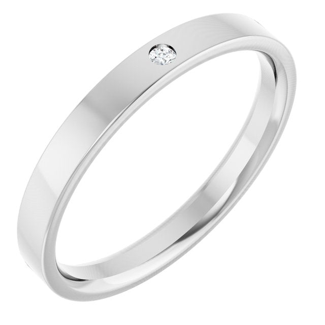 .015 CT Natural Diamond Comfort-Fit Flat Band, 2.5 mm, Accented