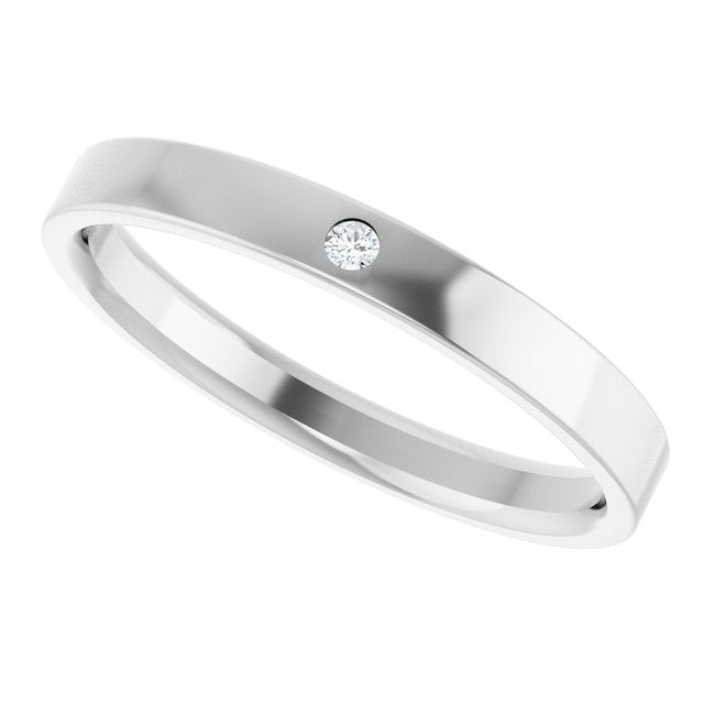 .015 CT Natural Diamond Comfort-Fit Flat Band, 2.5 mm, Accented