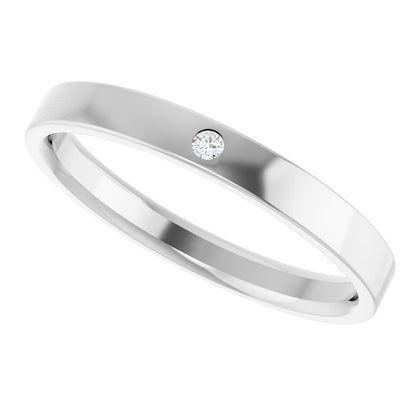 .015 CT Natural Diamond Comfort-Fit Flat Band, 2.5 mm, Accented