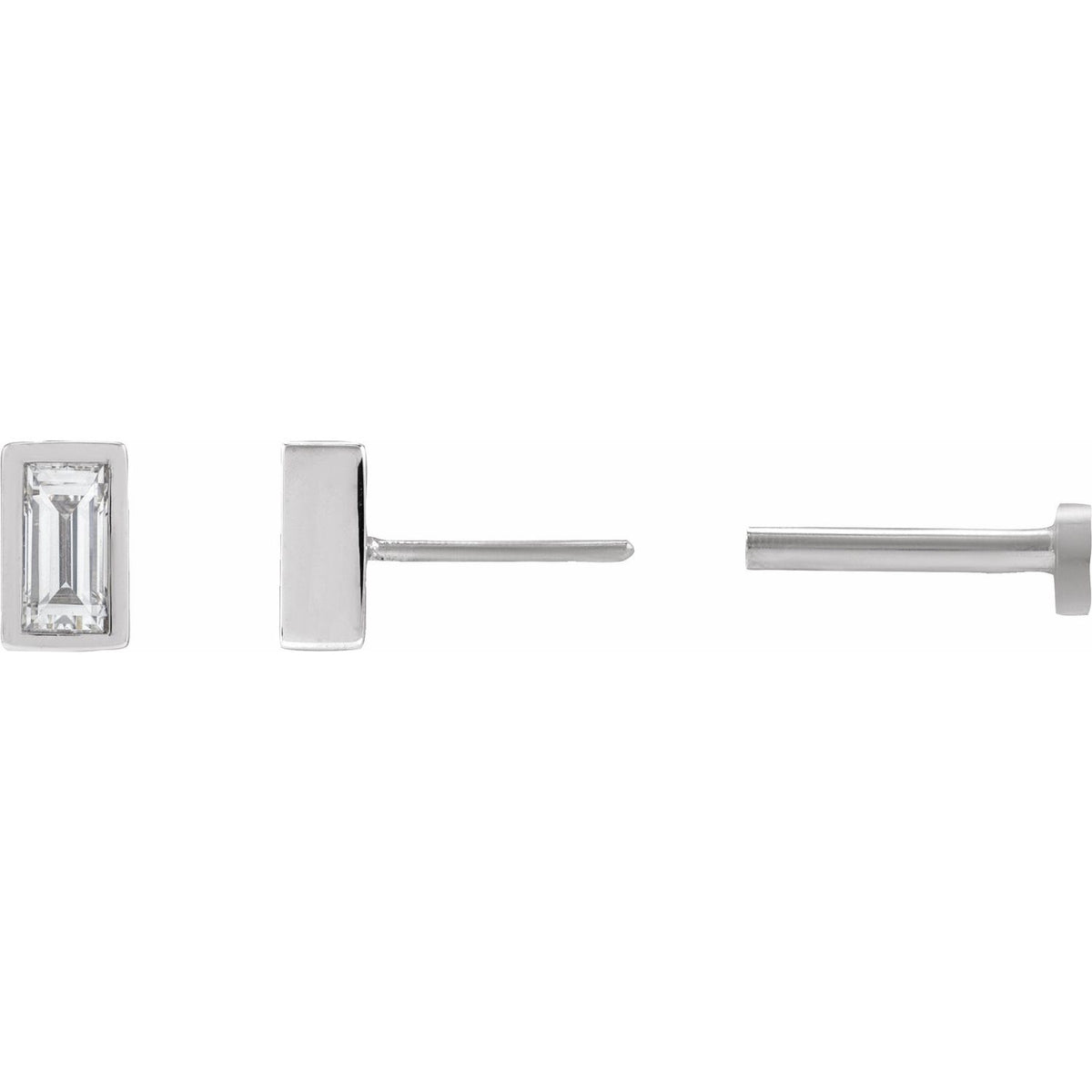 14K White Gold 1/10 CT Natural Diamond Stud Earring