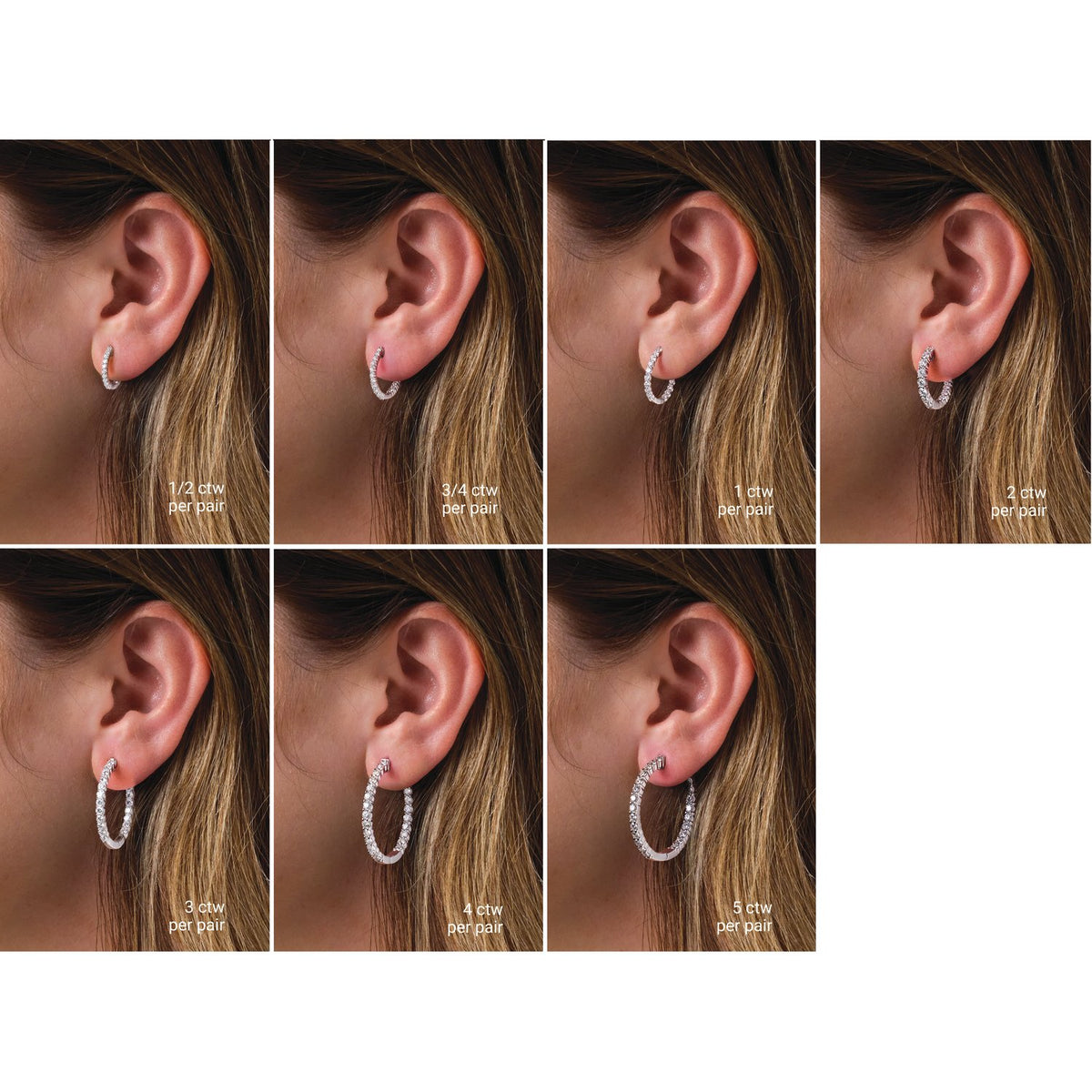 3 CTW Lab-Grown Diamond Inside-Outside Hinged Hoop Earrings