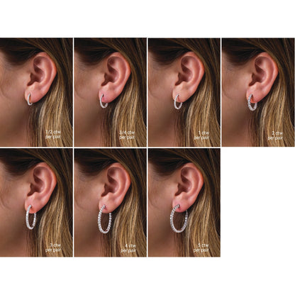 3 CTW Lab-Grown Diamond Inside-Outside Hinged Hoop Earrings