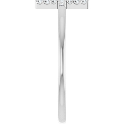 Sterling Silver .08 CTW Natural Diamond Sideways Cross Ring