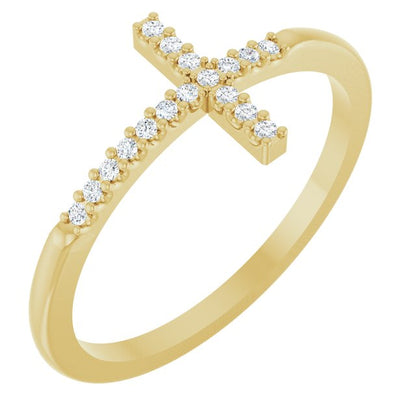 .07 CTW Natural Diamond Sideways Cross Ring