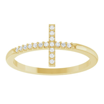 .07 CTW Natural Diamond Sideways Cross Ring