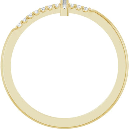.07 CTW Natural Diamond Sideways Cross Ring