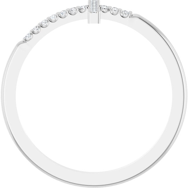 Sterling Silver .08 CTW Natural Diamond Sideways Cross Ring