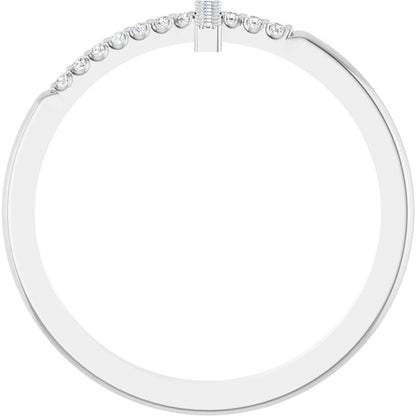 Sterling Silver .08 CTW Natural Diamond Sideways Cross Ring