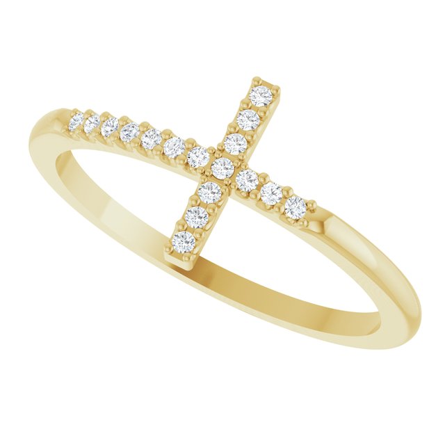 .07 CTW Natural Diamond Sideways Cross Ring