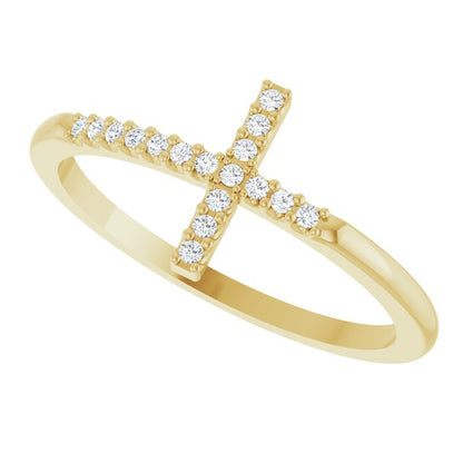 .07 CTW Natural Diamond Sideways Cross Ring
