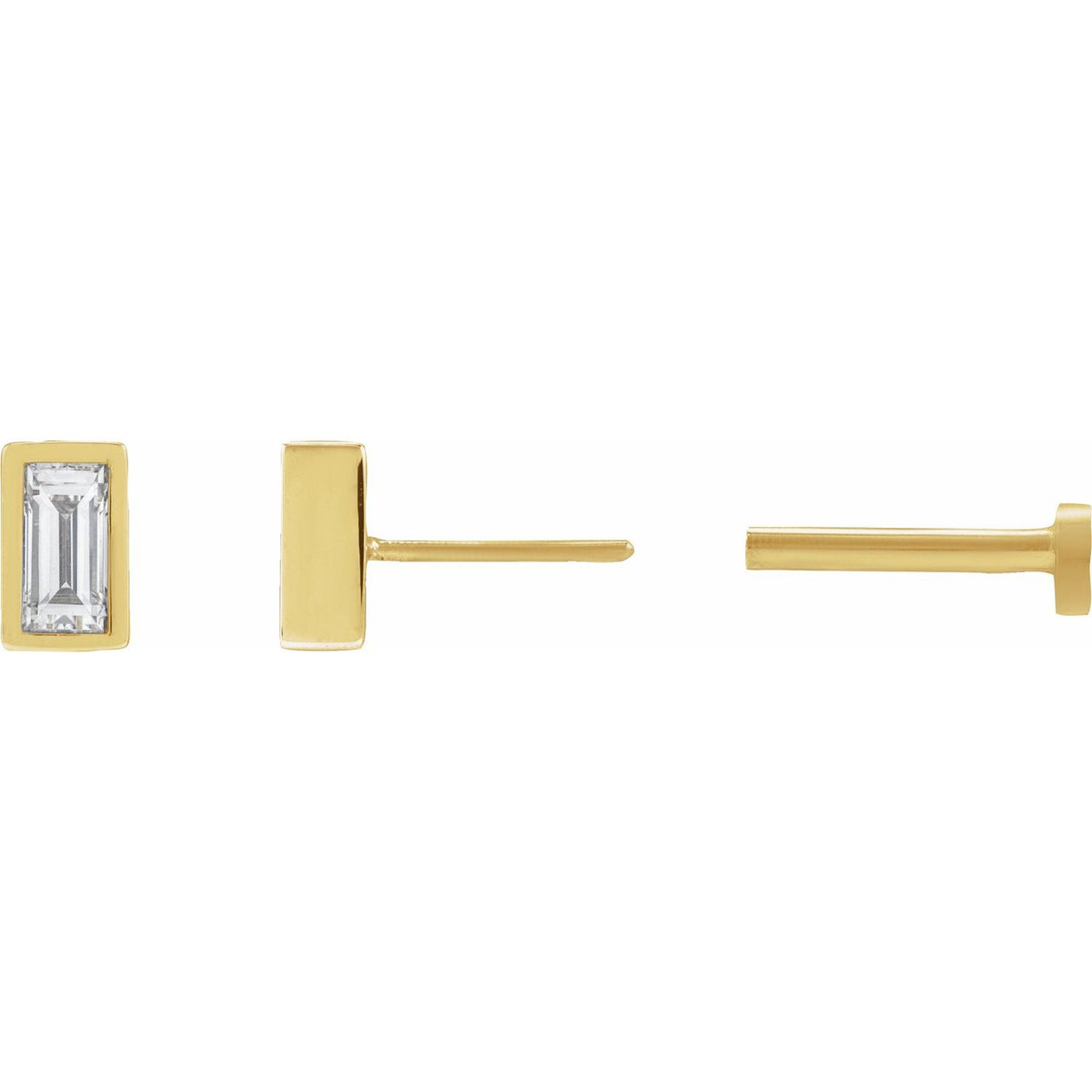14K Yellow Gold 1/10 CT Lab-Grown Diamond Stud Earring