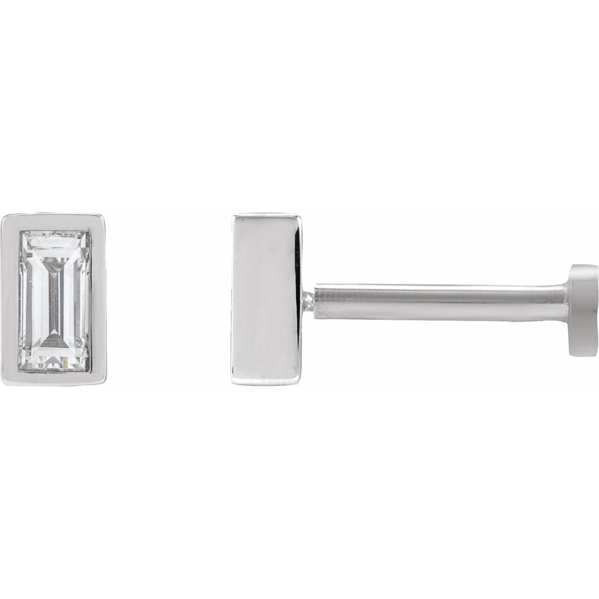 14K White Gold 1/10 CT Natural Diamond Stud Earring