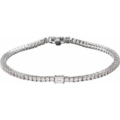 14K White Gold 3 CTW Lab-Grown Diamond Line 7" Bracelet