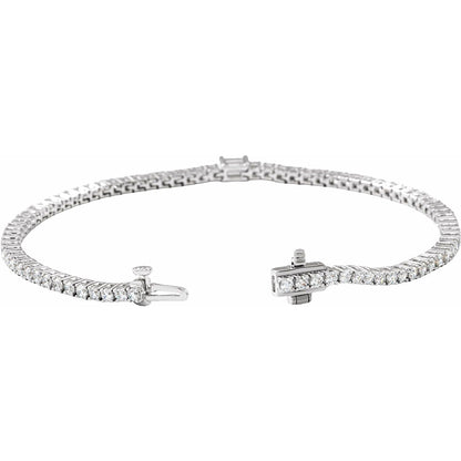 14K White Gold 3 CTW Lab-Grown Diamond Line 7" Bracelet