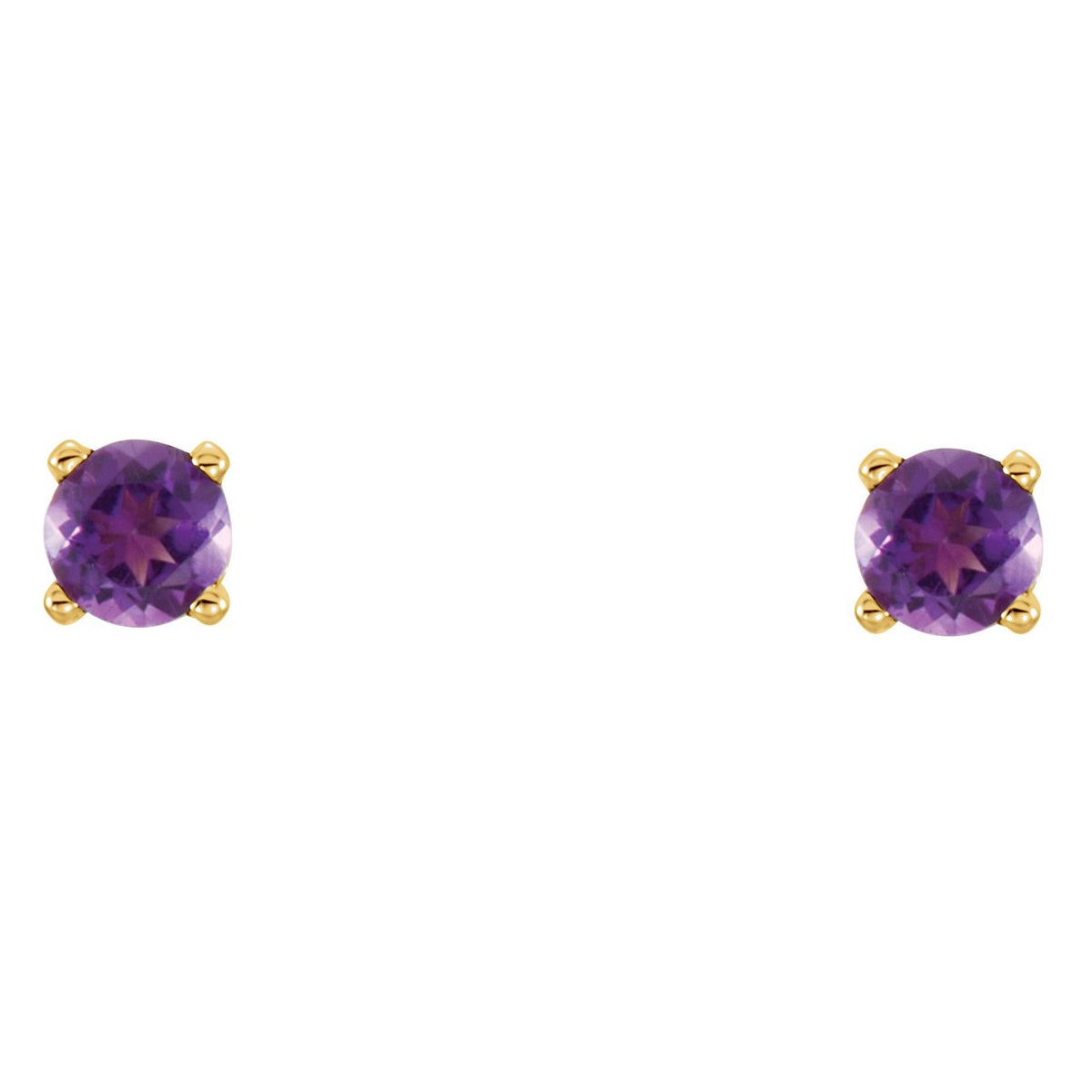 14K Yellow Gold Natural Amethyst Youth Earrings