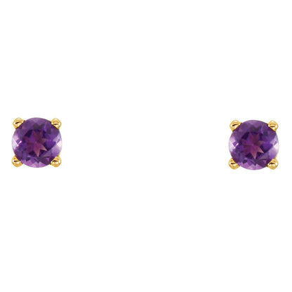 14K Yellow Gold Natural Amethyst Youth Earrings