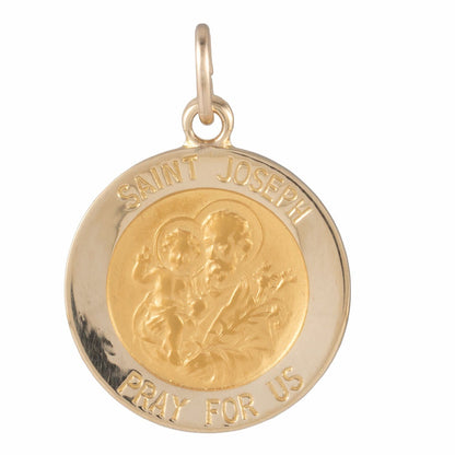14K Yellow Gold Round St. Joseph Medal