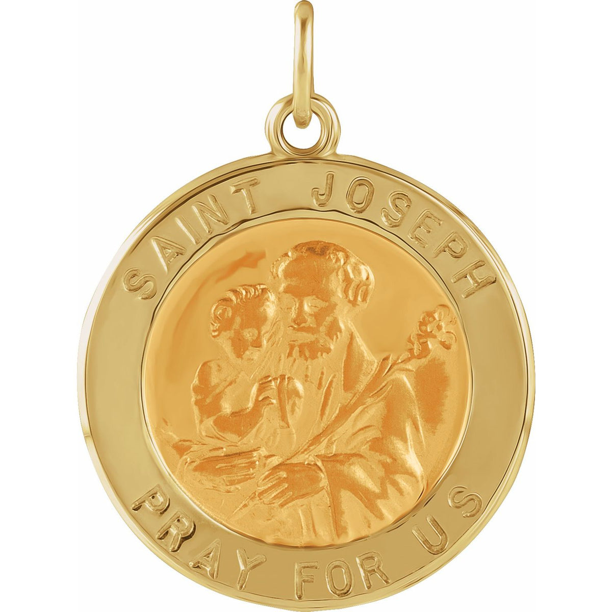 14K Yellow Gold Round St. Joseph Medal
