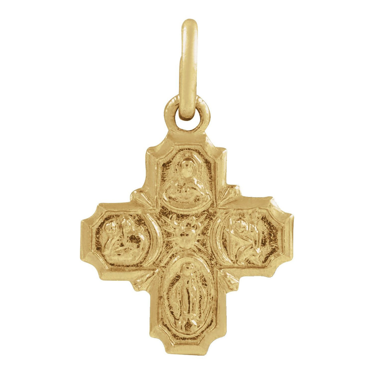 14K Yellow Gold 8x8 mm Four-Way Cross Medal