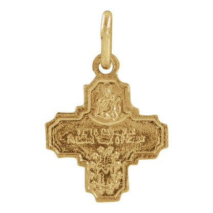 14K Yellow Gold 8x8 mm Four-Way Cross Medal