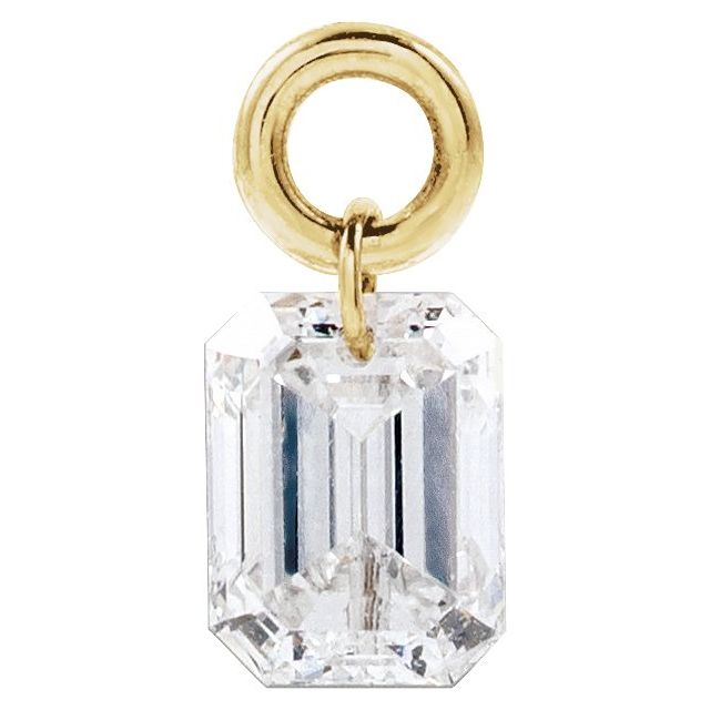 14K Yellow Gold 1/4 CTW Lab-Grown Diamond Drilled Emerald Dangle
