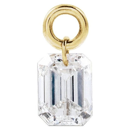 14K Yellow Gold 1/4 CTW Lab-Grown Diamond Drilled Emerald Dangle