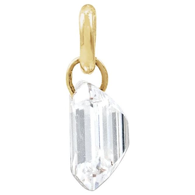 14K Yellow Gold 1/4 CTW Lab-Grown Diamond Drilled Emerald Dangle