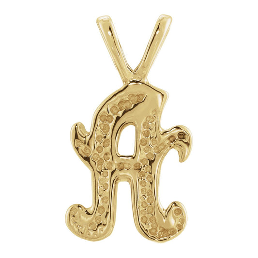 14K Yellow Gold Script Initial Pendant