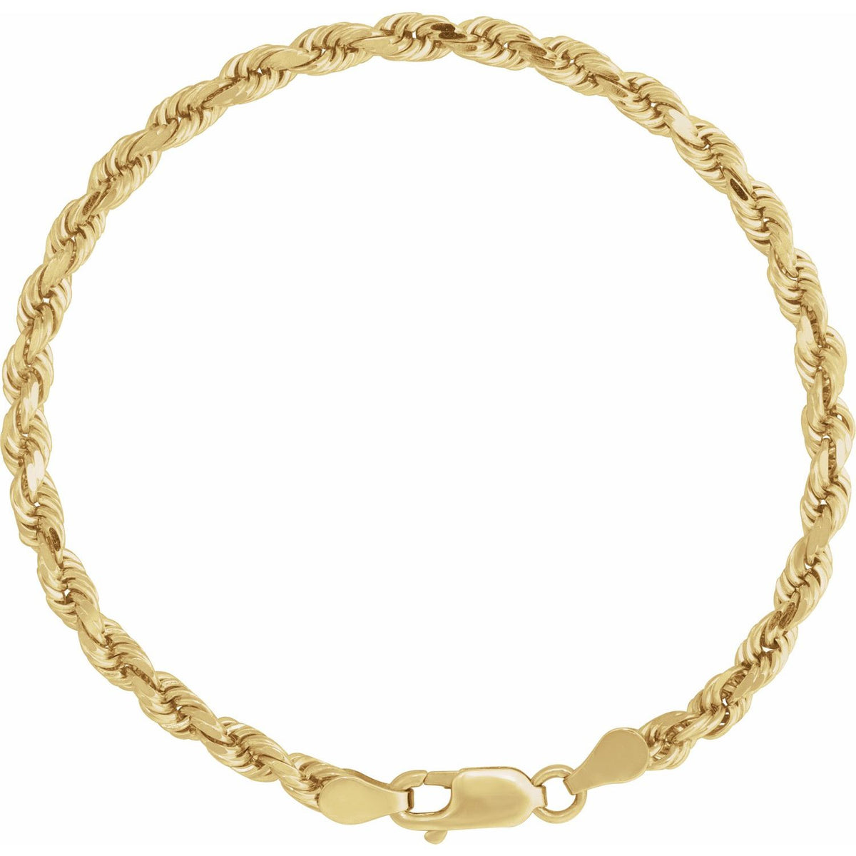 14K Yellow Gold Diamond-Cut Rope 7" Chain