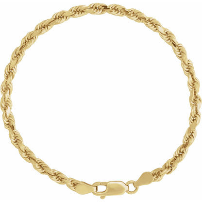 14K Yellow Gold Diamond-Cut Rope 7" Chain