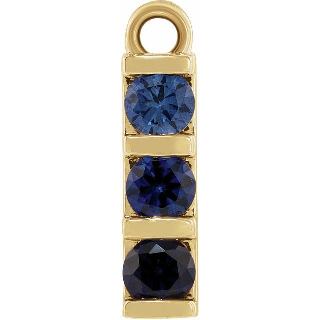 Natural Blue Sapphire Three-Stone Bar Dangle