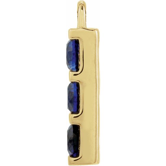 Natural Blue Sapphire Three-Stone Bar Dangle