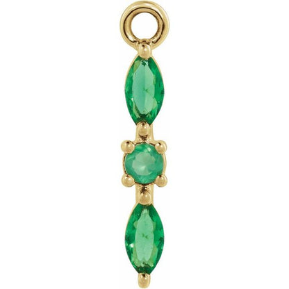 Natural Green Onyx & Natural Emerald Bar Dangle