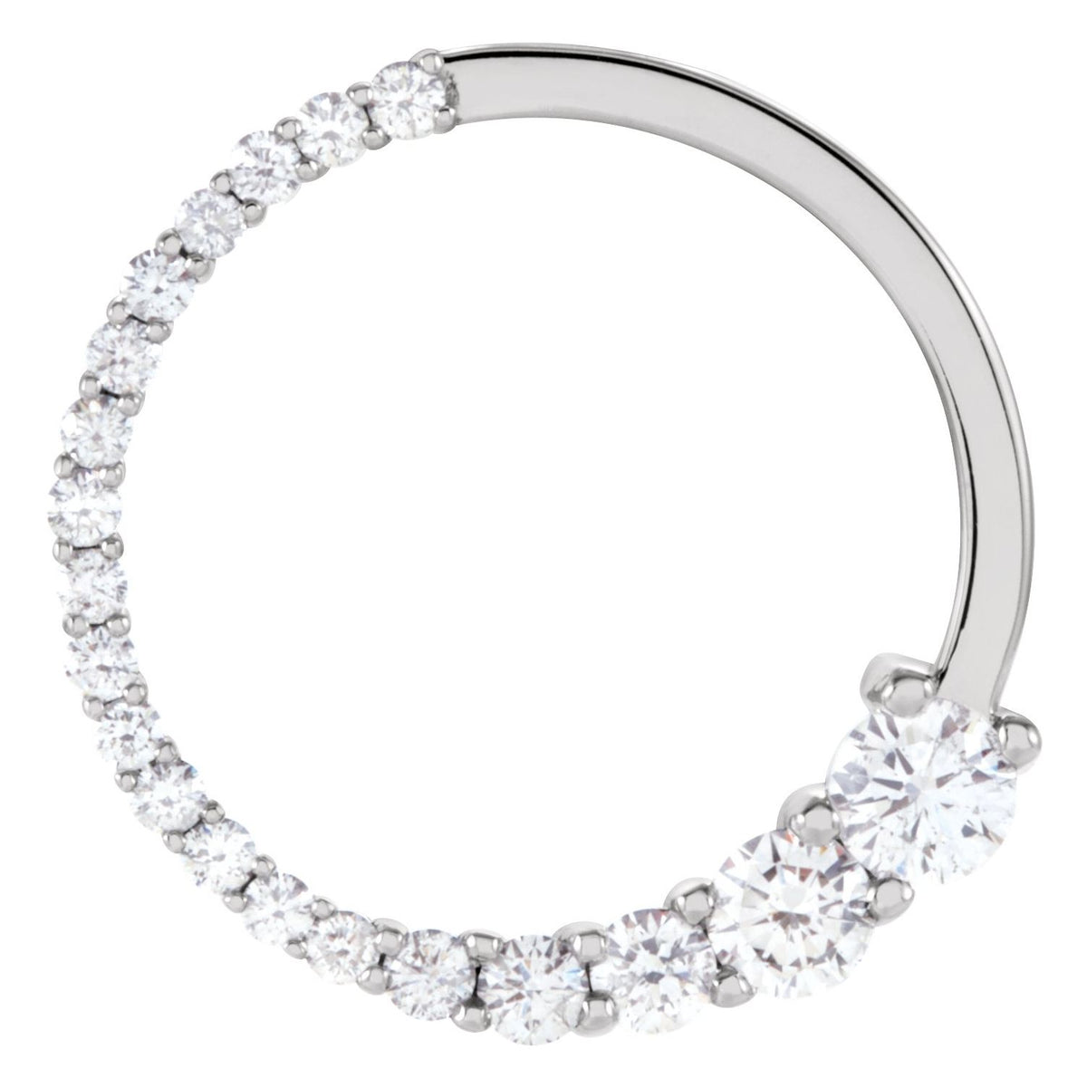 14K White Gold 1/2 CTW Natural Diamond Journey Circle Pendant