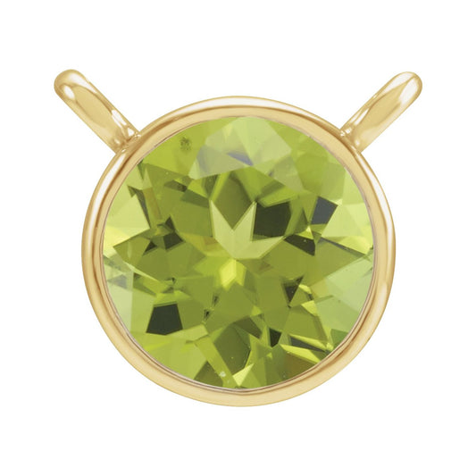 14K Yellow Gold Natural Peridot Bezel-Set Necklace Center