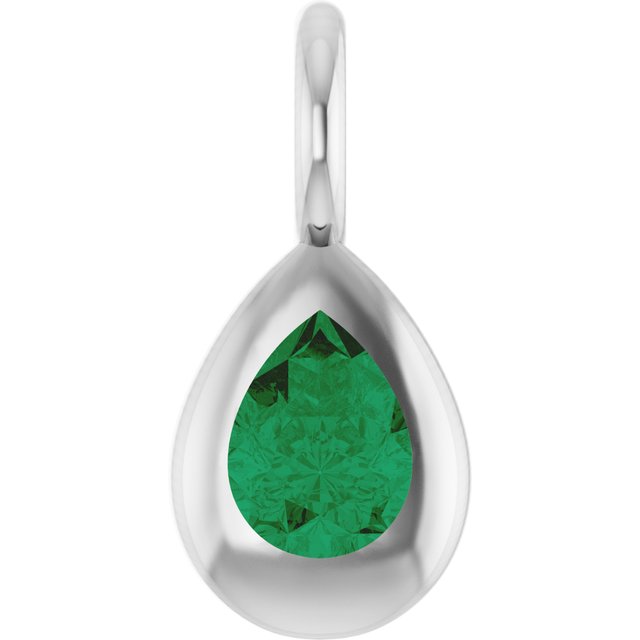 Lab-Grown Emerald Dangle, 4.4 mm x 9.7 mm