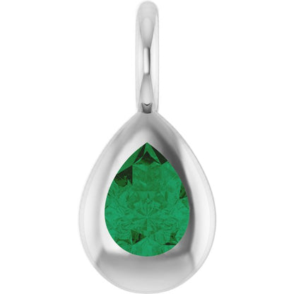 Lab-Grown Emerald Dangle, 4.4 mm x 9.7 mm
