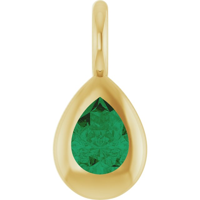 Lab-Grown Emerald Dangle, 4.4 mm x 9.7 mm