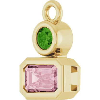 Natural Rose Quartz & Natural Green Onyx Dangle