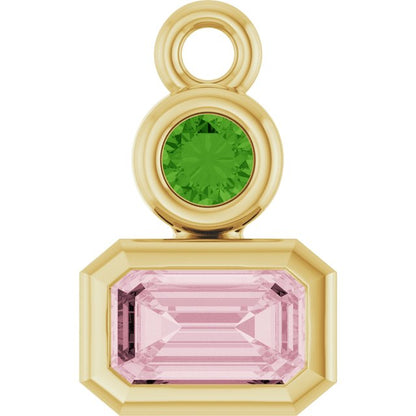 Natural Rose Quartz & Natural Green Onyx Dangle