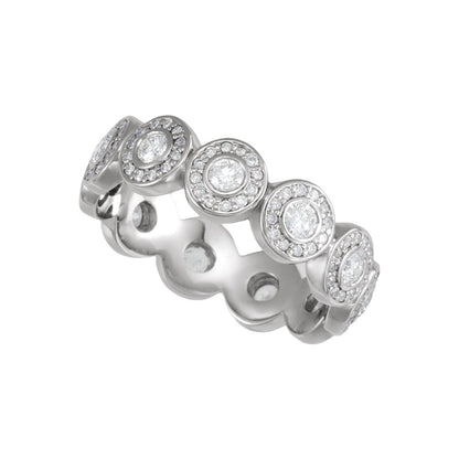 14K White Gold 3/4 CTW Natural Diamond Halo-Style Eternity Band