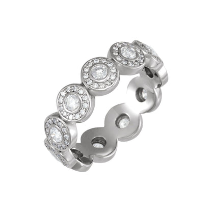 14K White Gold 3/4 CTW Natural Diamond Halo-Style Eternity Band
