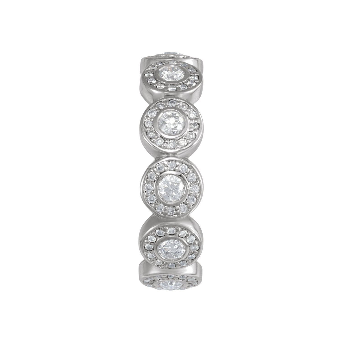 14K White Gold 3/4 CTW Natural Diamond Halo-Style Eternity Band