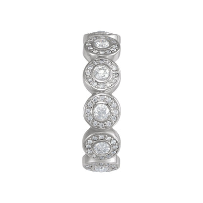 14K White Gold 3/4 CTW Natural Diamond Halo-Style Eternity Band