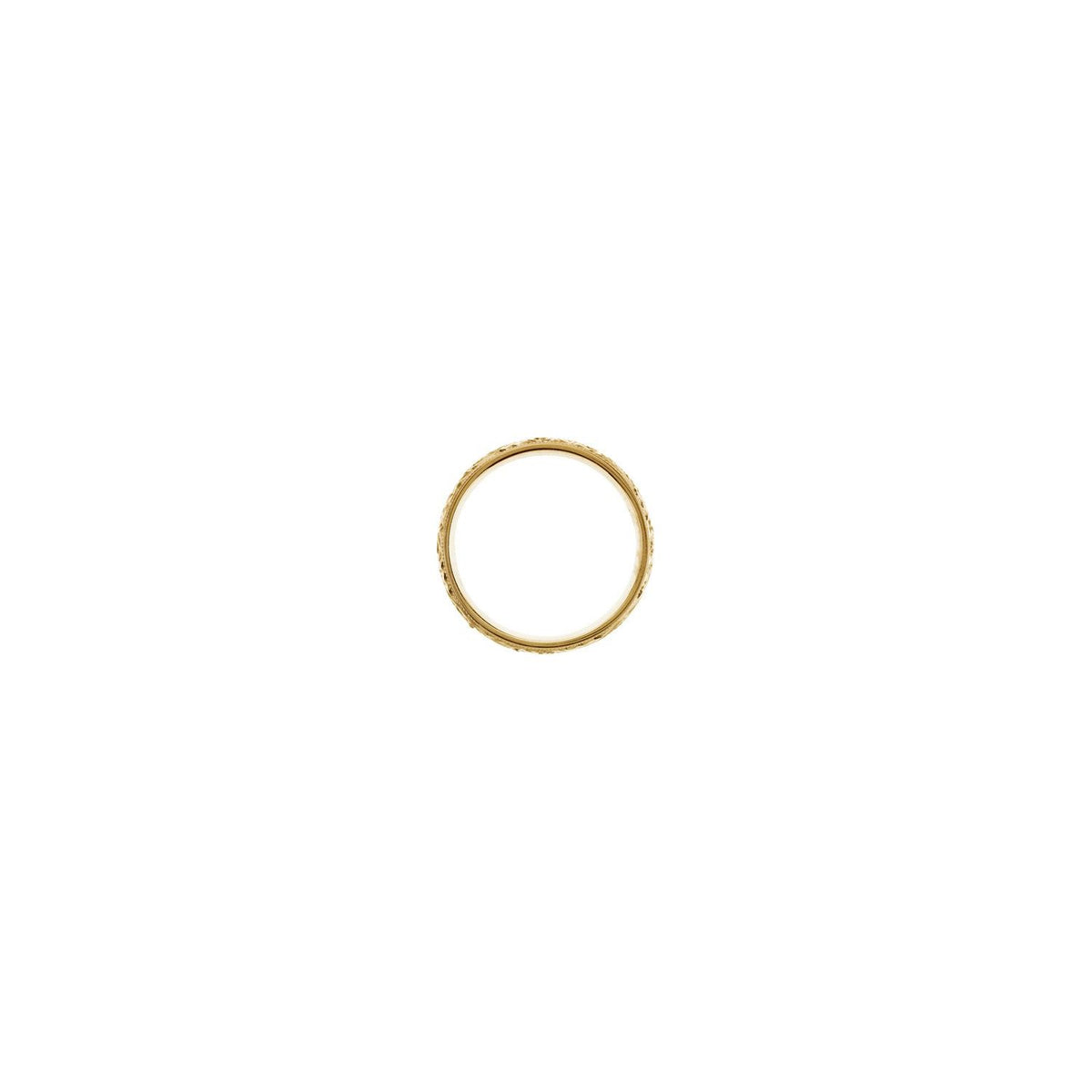 14K Yellow Gold Hand-Engraved Milgrain Stepped-Edge Sculptural Comfort-Fit Half Round Band